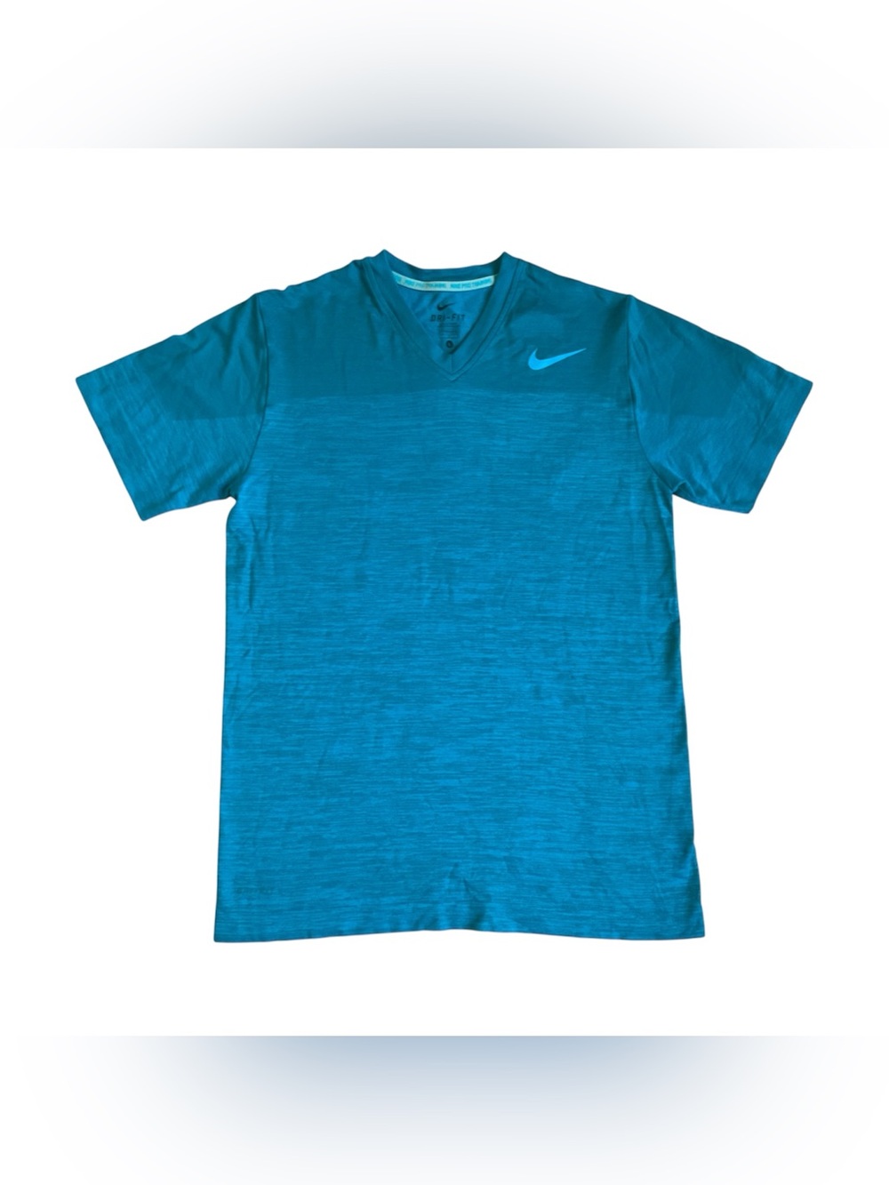 Nike Men's Teal V-Neck Athletic Tee with Swoosh